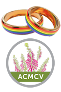 Marriage Celebrant Albury Wodonga - Rings for ceremony and ACMCV Logo.